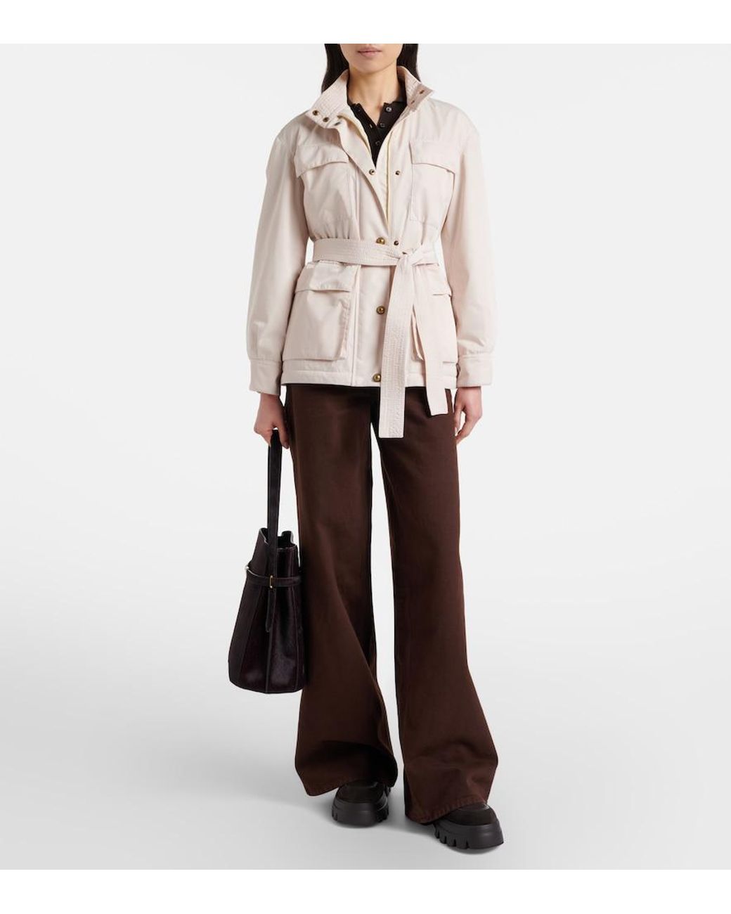 Moncler Natural Maitake Leather-Trimmed Jacket