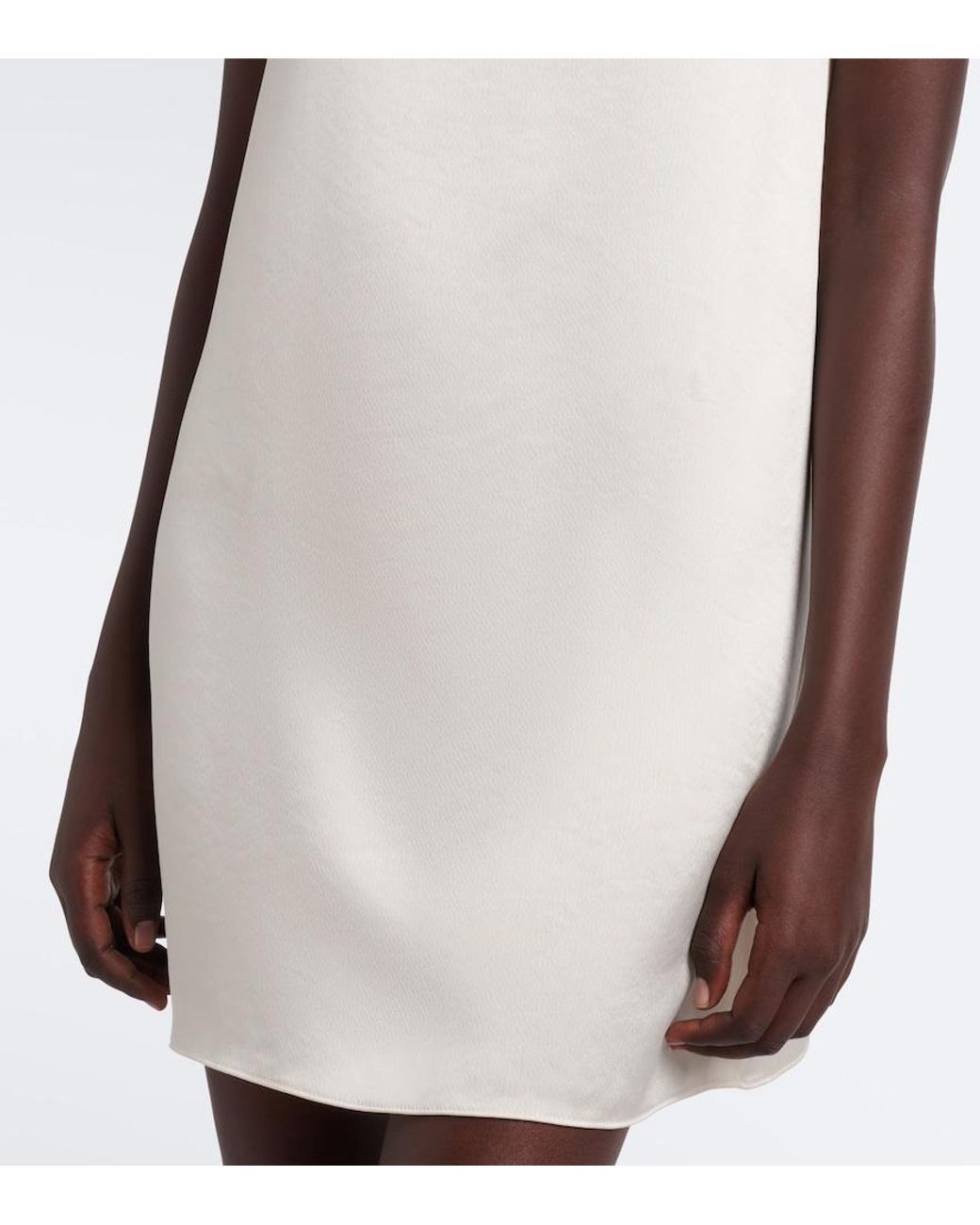 Leset Natural Barb Lace-Trimmed Satin Minidress
