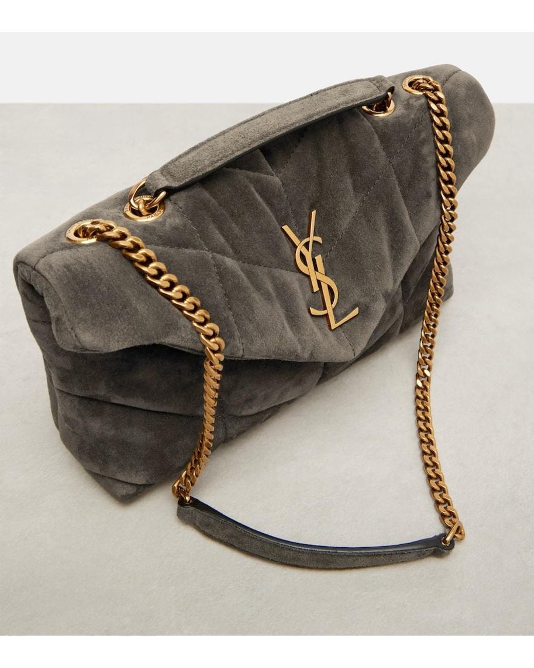 Saint Laurent White Puffer Toy Suede Shoulder Bag