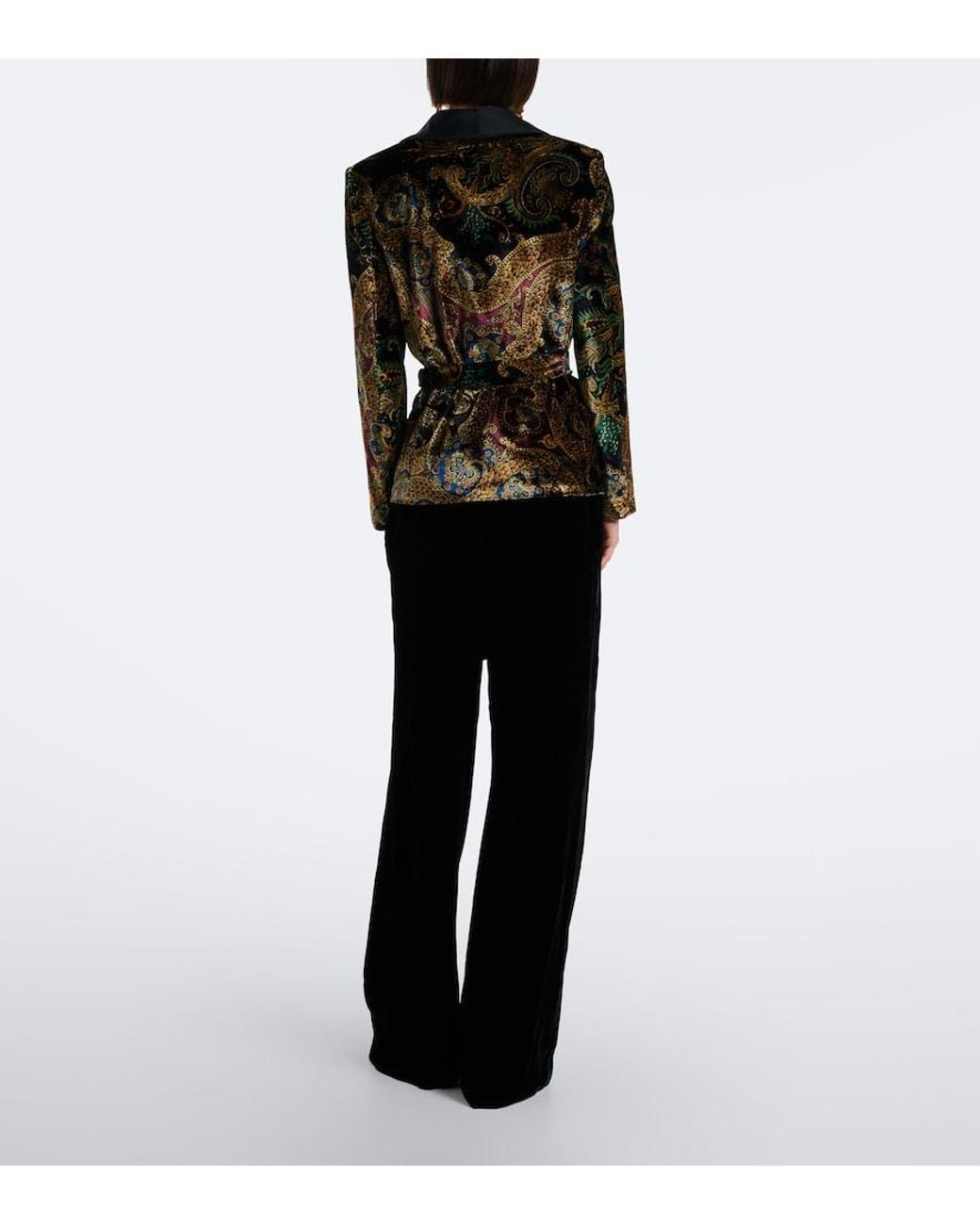 Etro Black Velvet Wide-Leg Pants