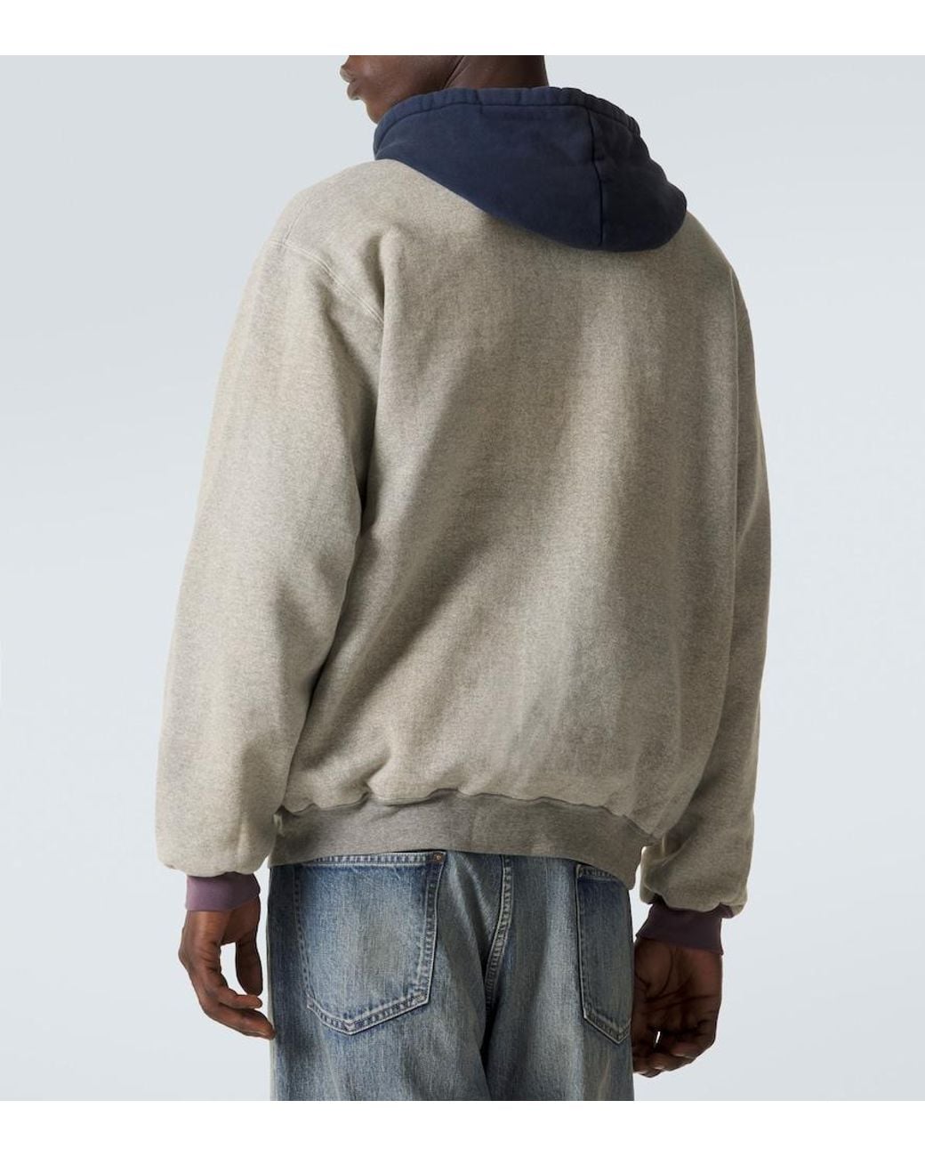 A.PRESSE Gray Cotton Fleece Hoodie for men