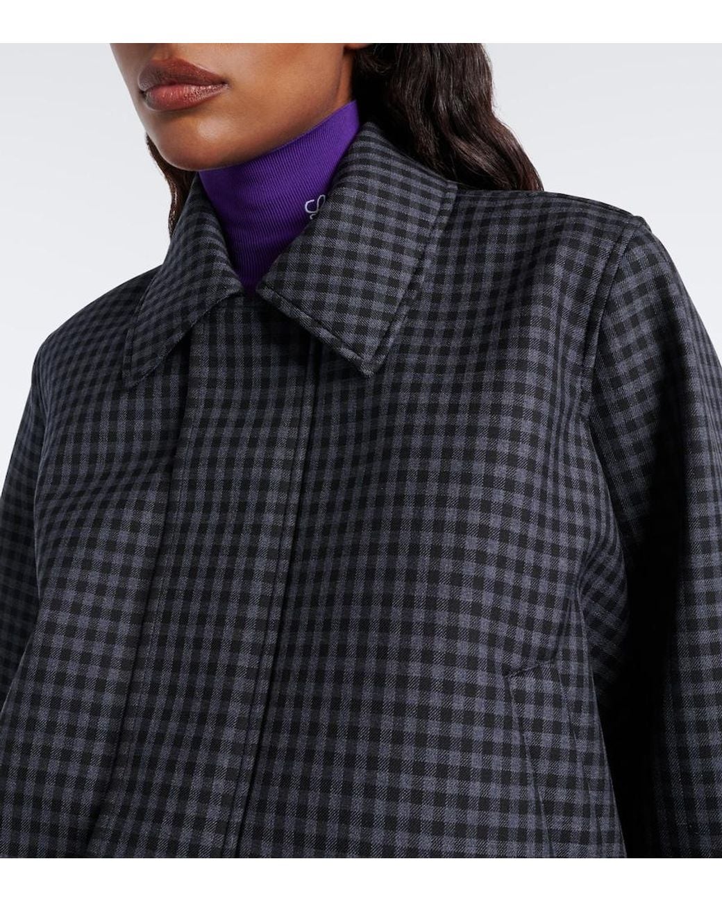 Loewe Black Gingham Wool-Blend Blouson Jacket