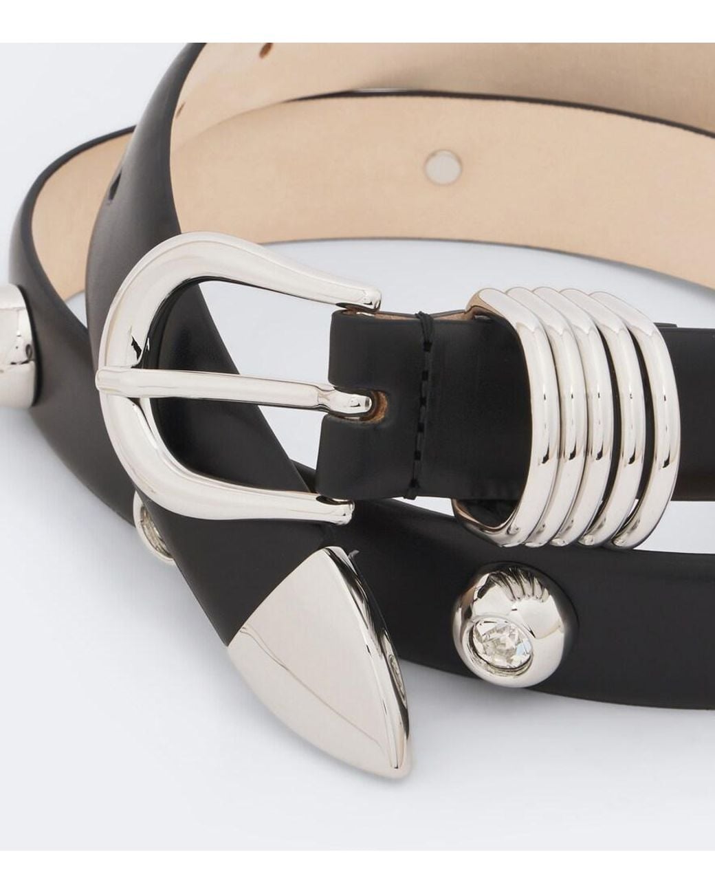DEHANCHE Black Hollyhock Embellished Leather Belt