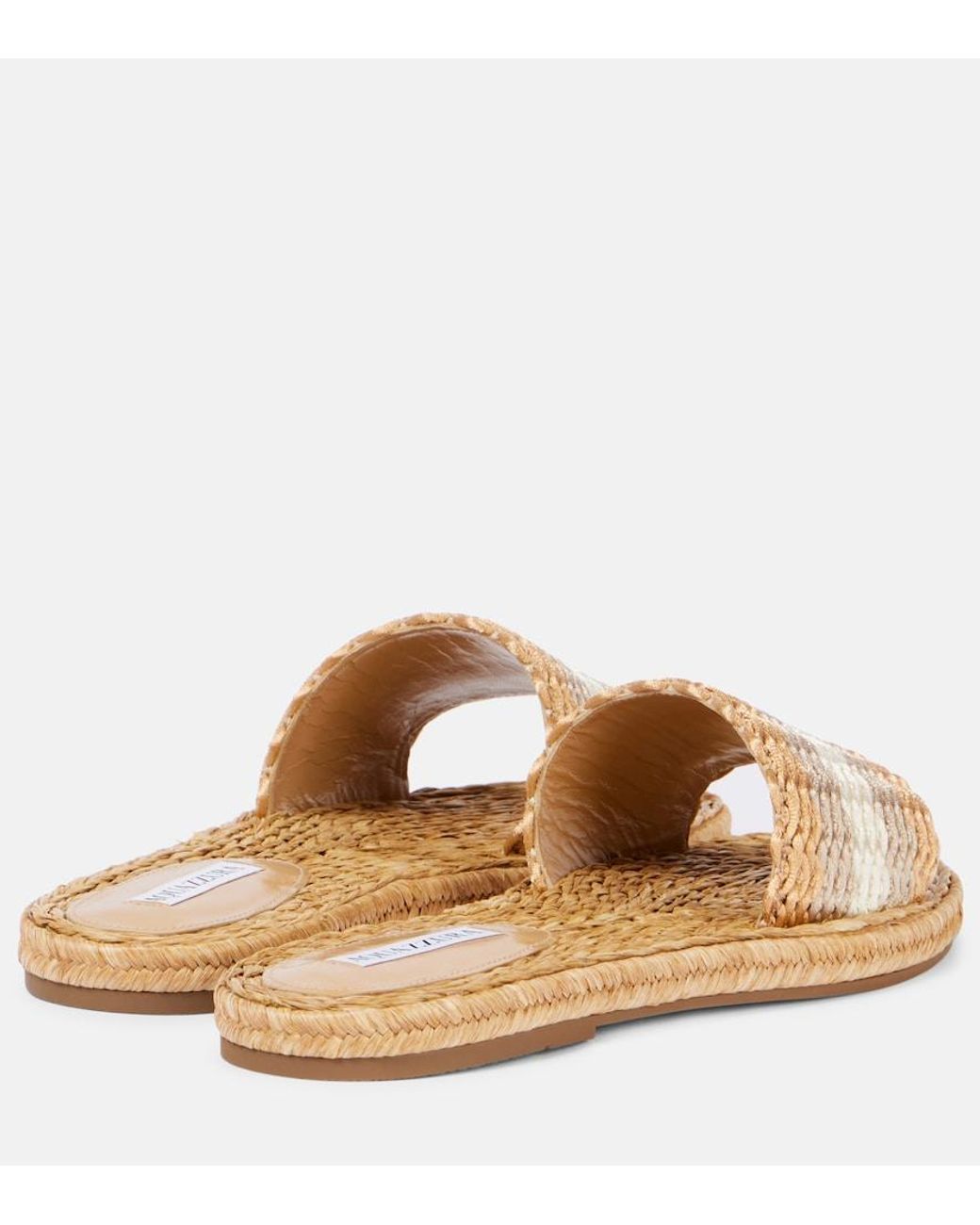 Aquazzura Brown Playa Raffia Slides