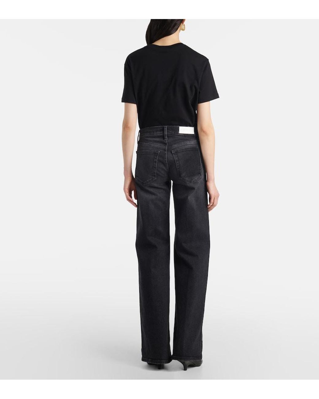 Re/done Black Mid-Rise Wide-Leg Jeans