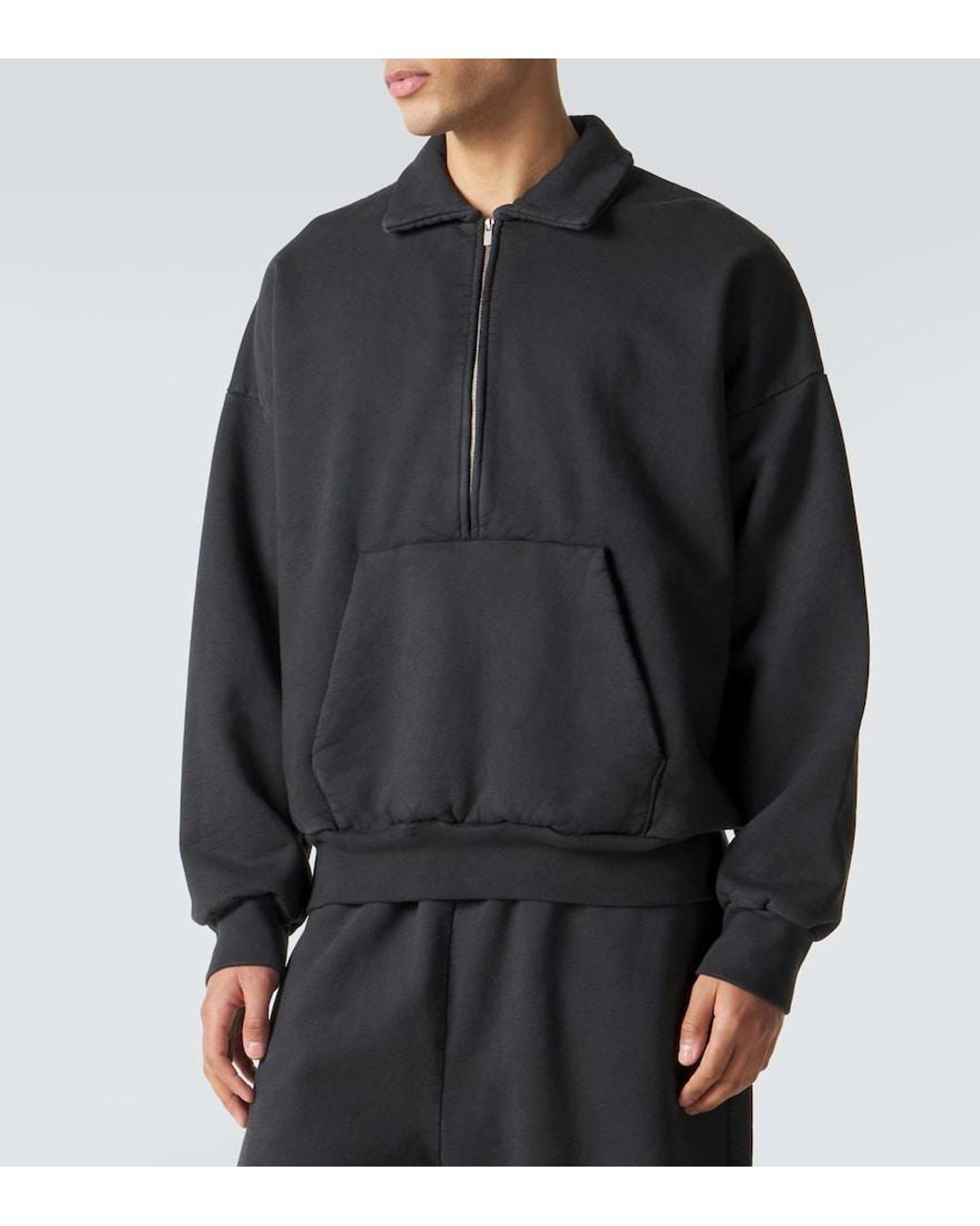 Fear Of God Black Cotton Jersey Half-Zip Sweatshirt for men