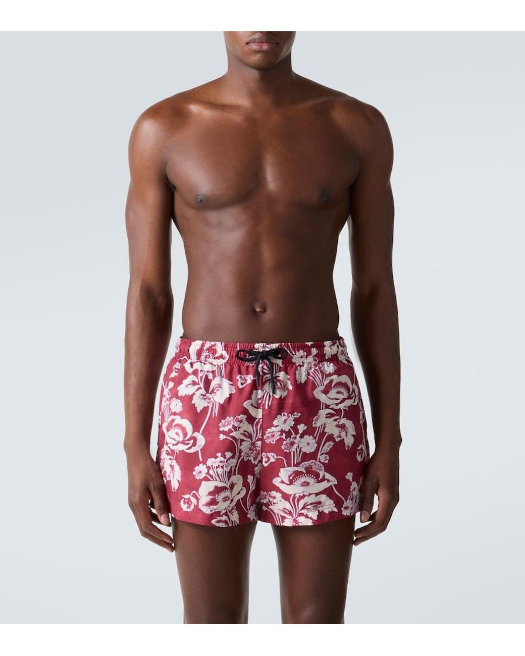 Commas Red Printed Swim Trunks for men