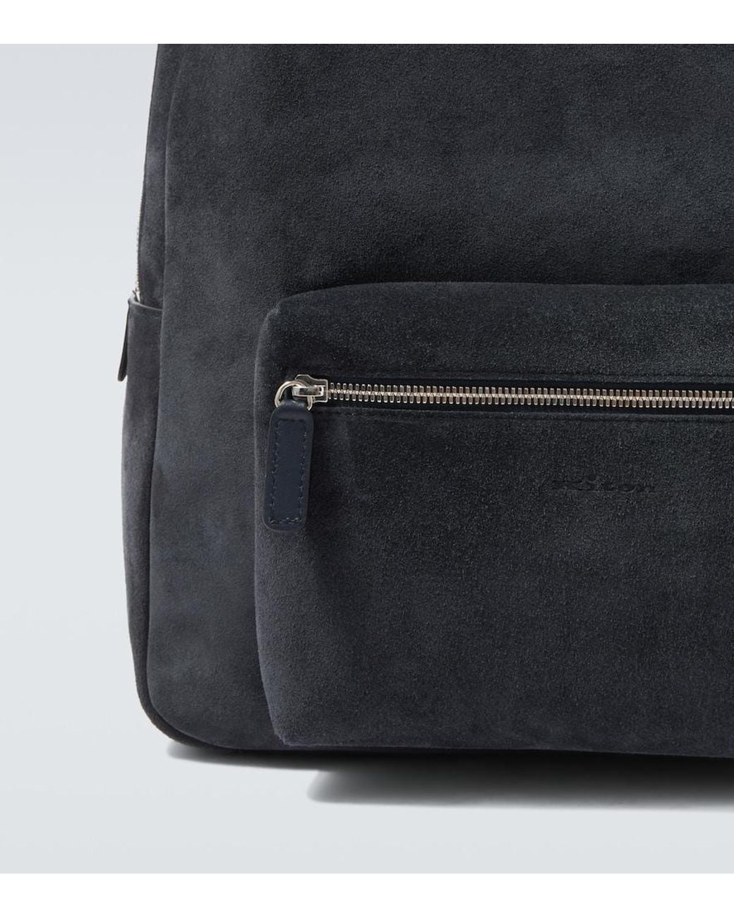 Kiton Black Leather-Trimmed Suede Backpack for men