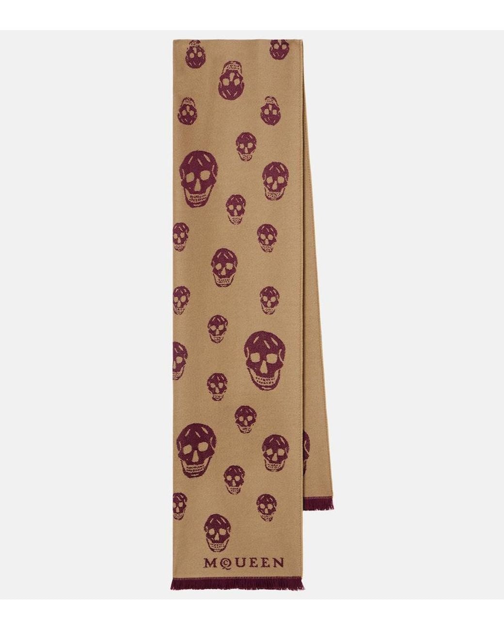 Alexander McQueen Brown Skull Wool Jacquard Scarf