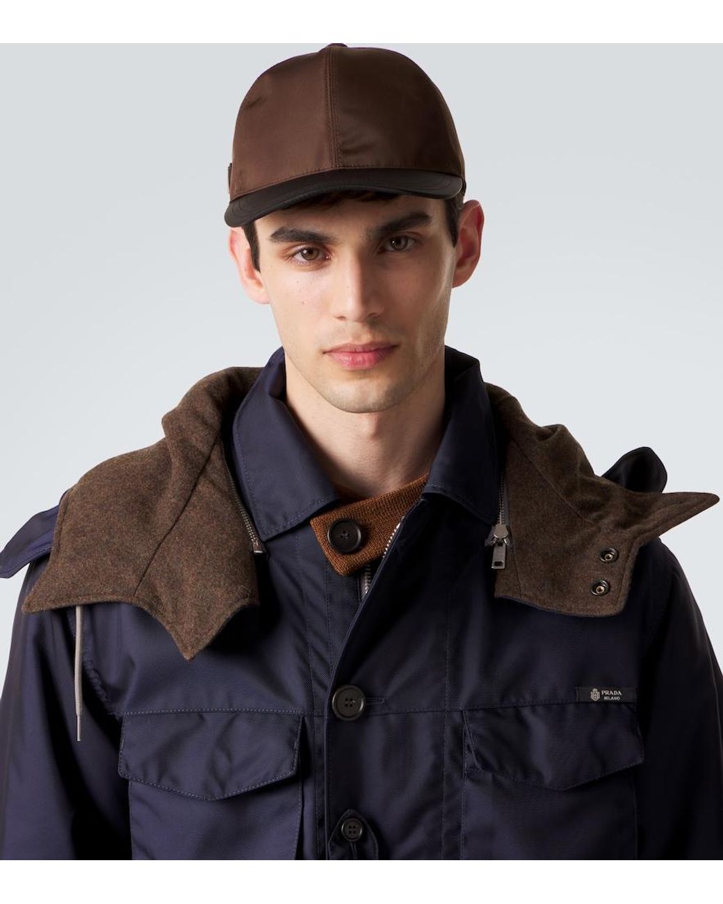 Prada Brown Re-Nylon Baseball Cap for men