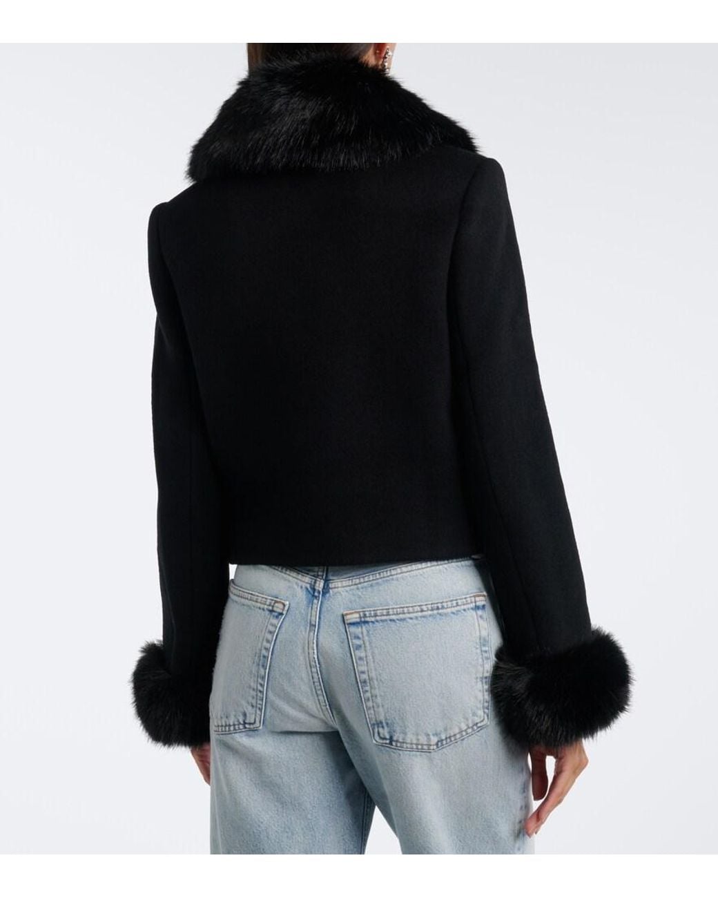 Self-Portrait Black Wool-Blend Jacket