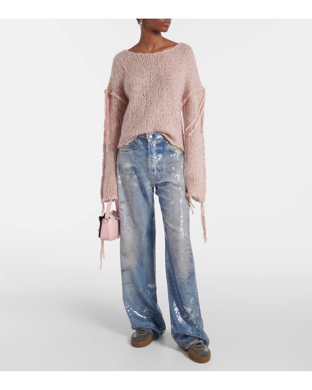 Acne Studios Trompe L'Oeil Sequined Straight Pants in Blue