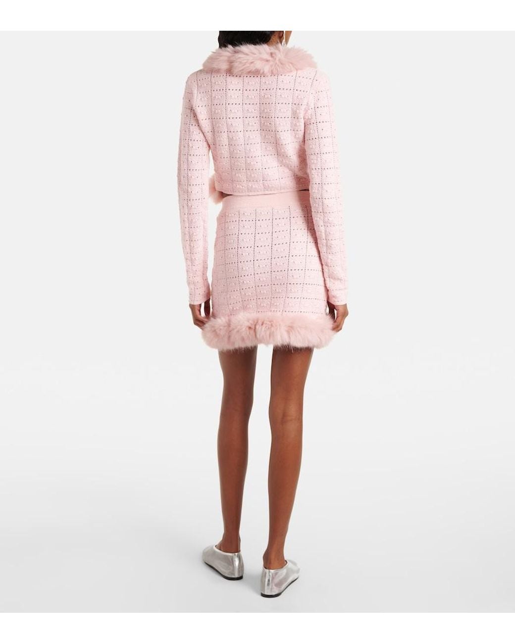 Self-Portrait Pink Crochet Miniskirt