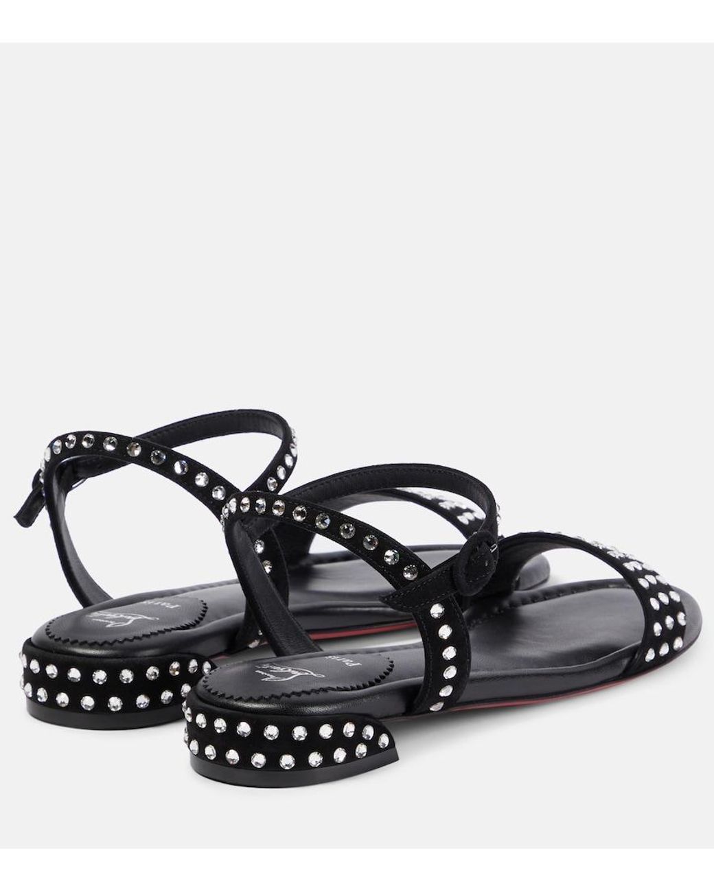 Christian Louboutin Black Sweet Jane Strass Boum Suede Sandals