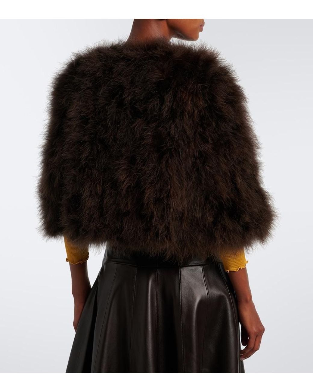 Yves Salomon Black Cropped Feather Jacket