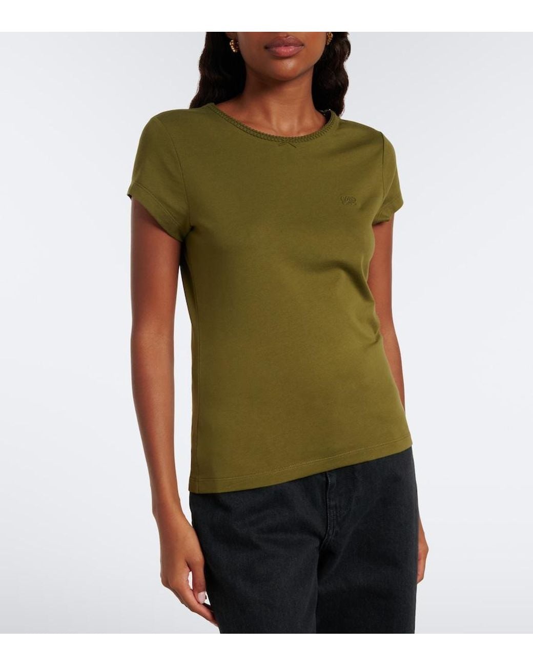 Loewe Green Double L Cotton Jersey T-Shirt