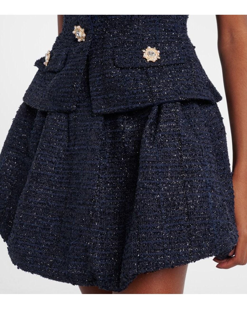 Self-Portrait Blue Boucle Minidress