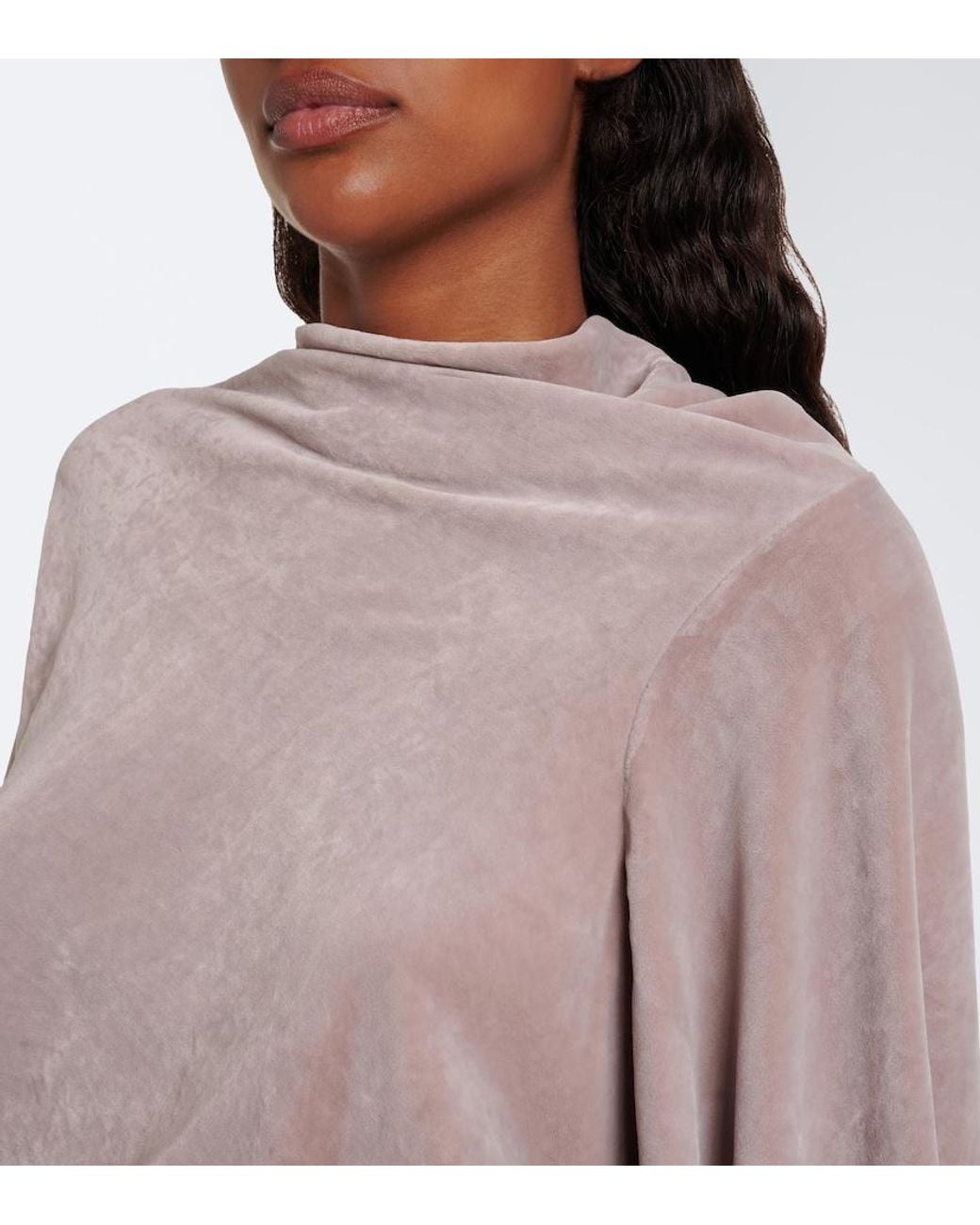 Rick Owens Pink Cylinder Draped Velvet Top