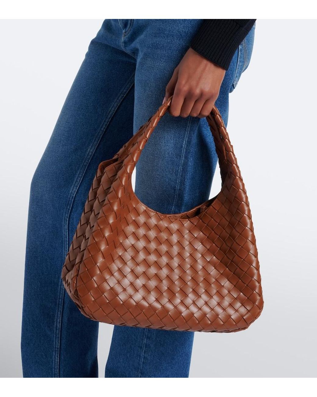 Bottega Veneta Brown Campana Medium Leather Shoulder Bag