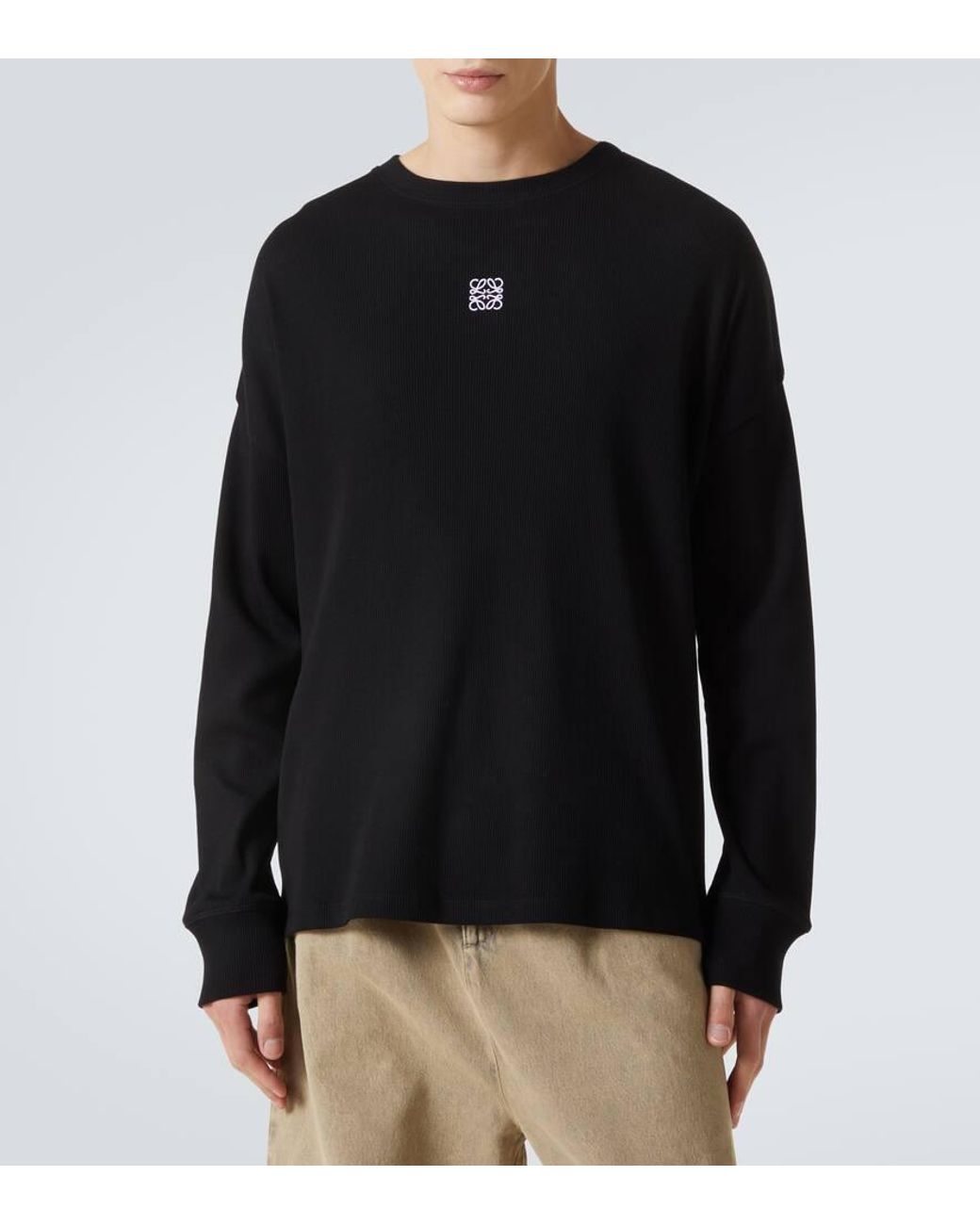Loewe Anagram Ribbed-Knit Cotton T-Shirt in Blue for Men | Lyst