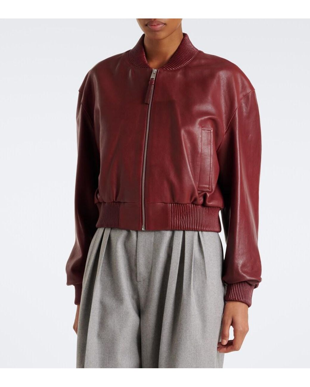 Arma Red Hannah Leather Bomber Jacket