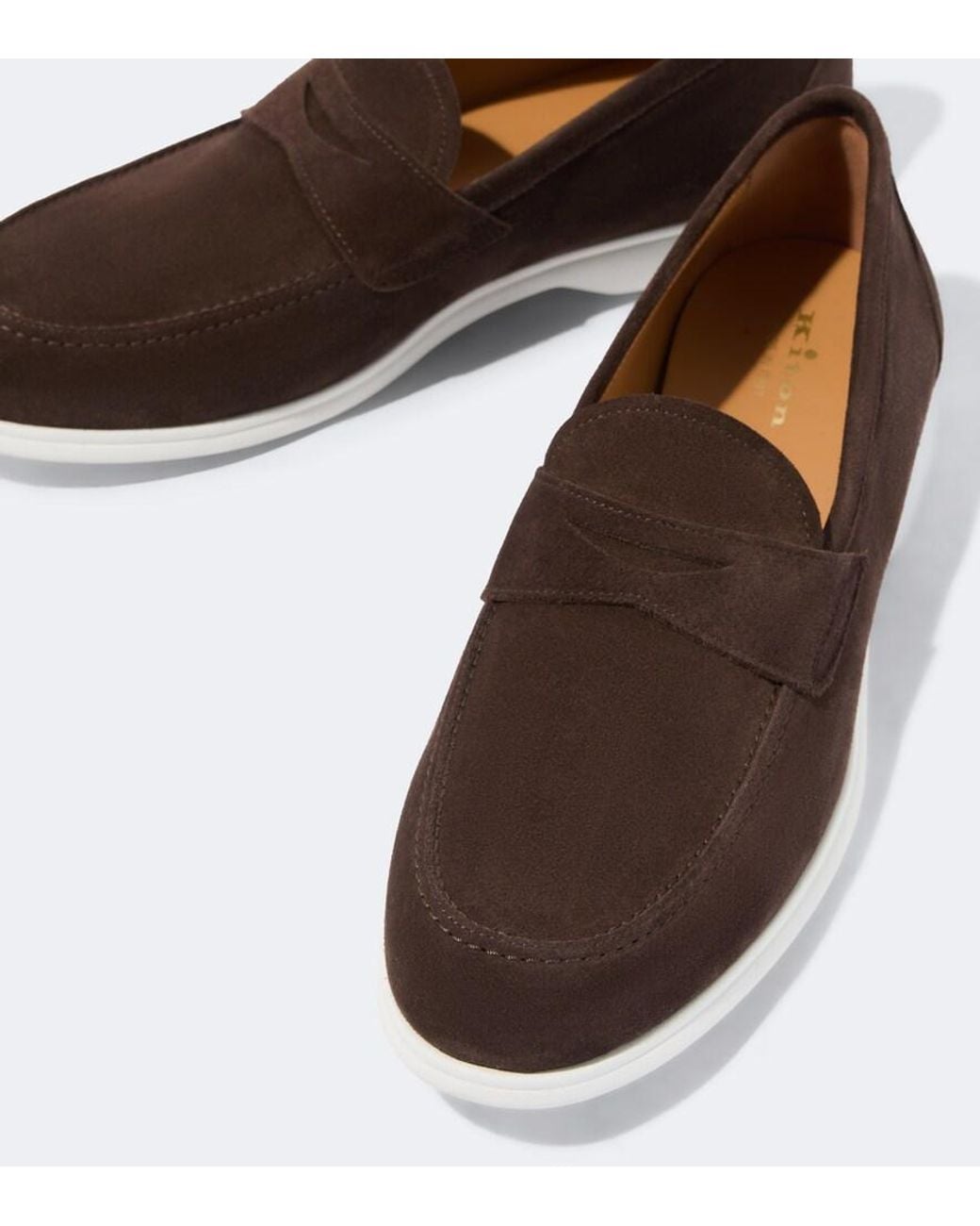Kiton Brown Suede Penny Loafers for men