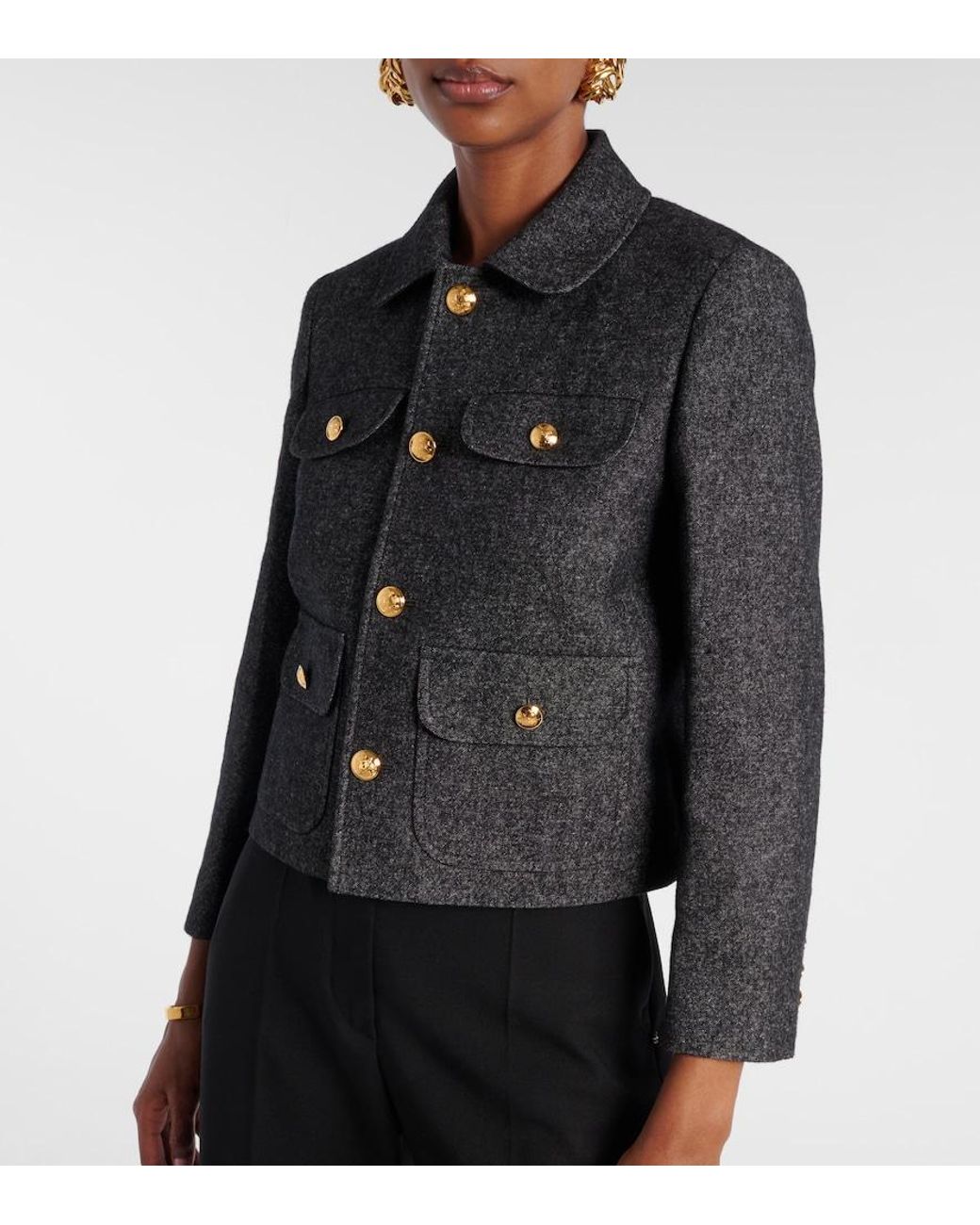 Nili Lotan Black Chamonix Cotton And Wool-Blend Jacket