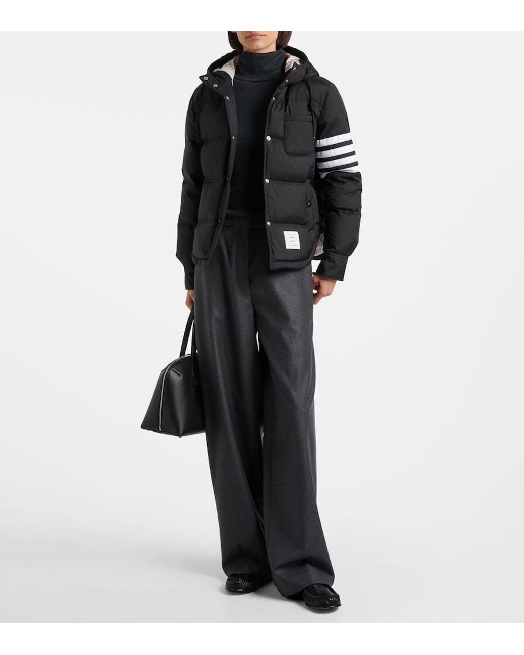 Thom Browne Black 4-Bar Hooded Quilted Down Jacket