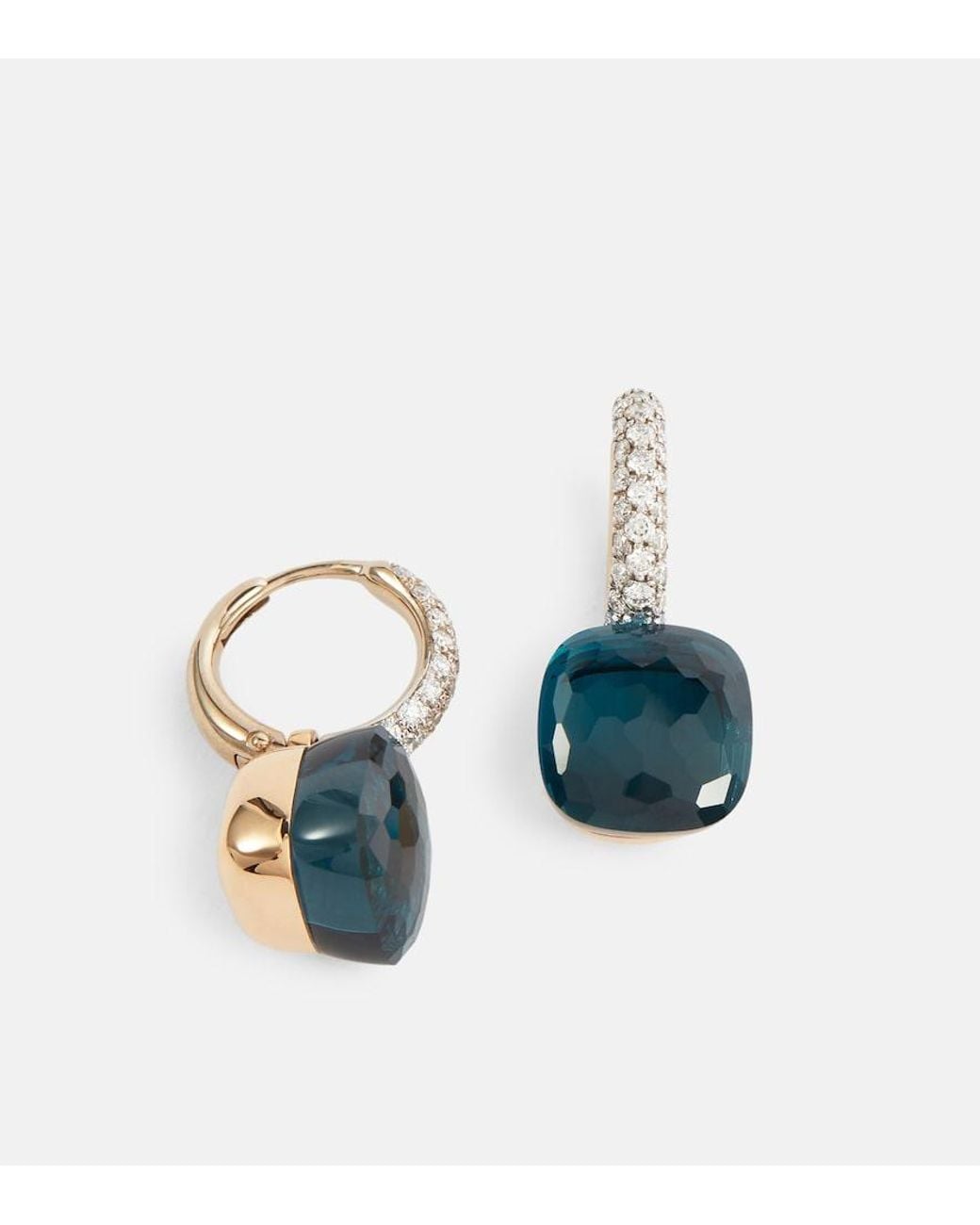 Pomellato Blue Nudo Classic 18Kt Earrings With Topaz And Diamonds