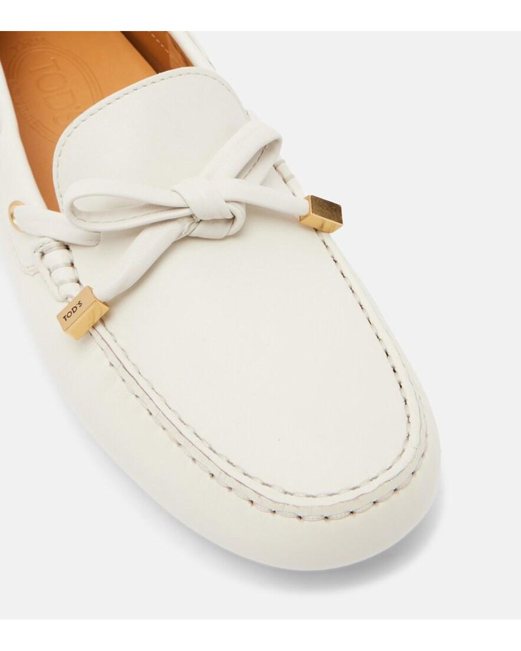 Tod's White Gommino Leather Driving Shoes