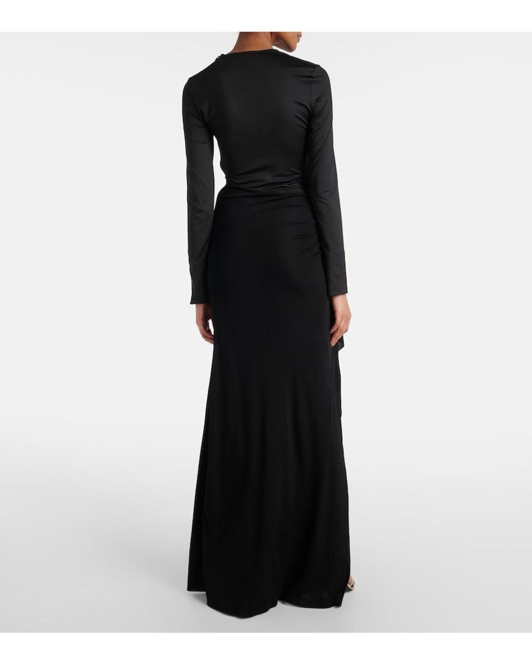 Victoria Beckham Black Gathered Jersey Gown