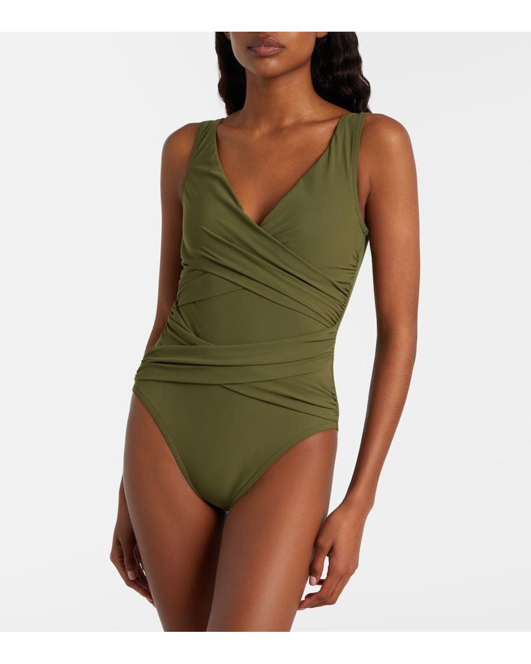 Karla Colletto Green Draped Swimsuit