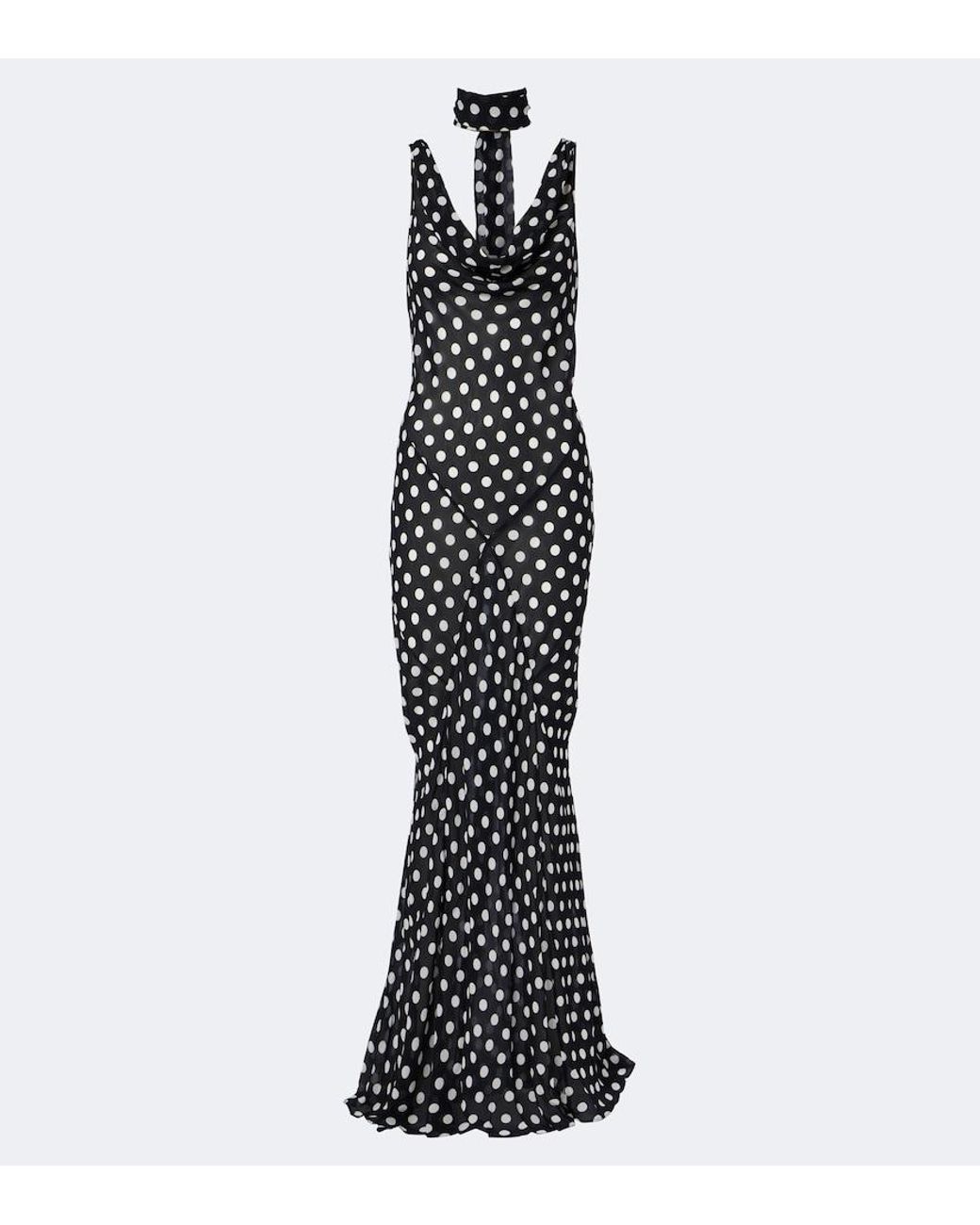 Alexandra Miro Black Harper Polka-Dot Maxi Dress