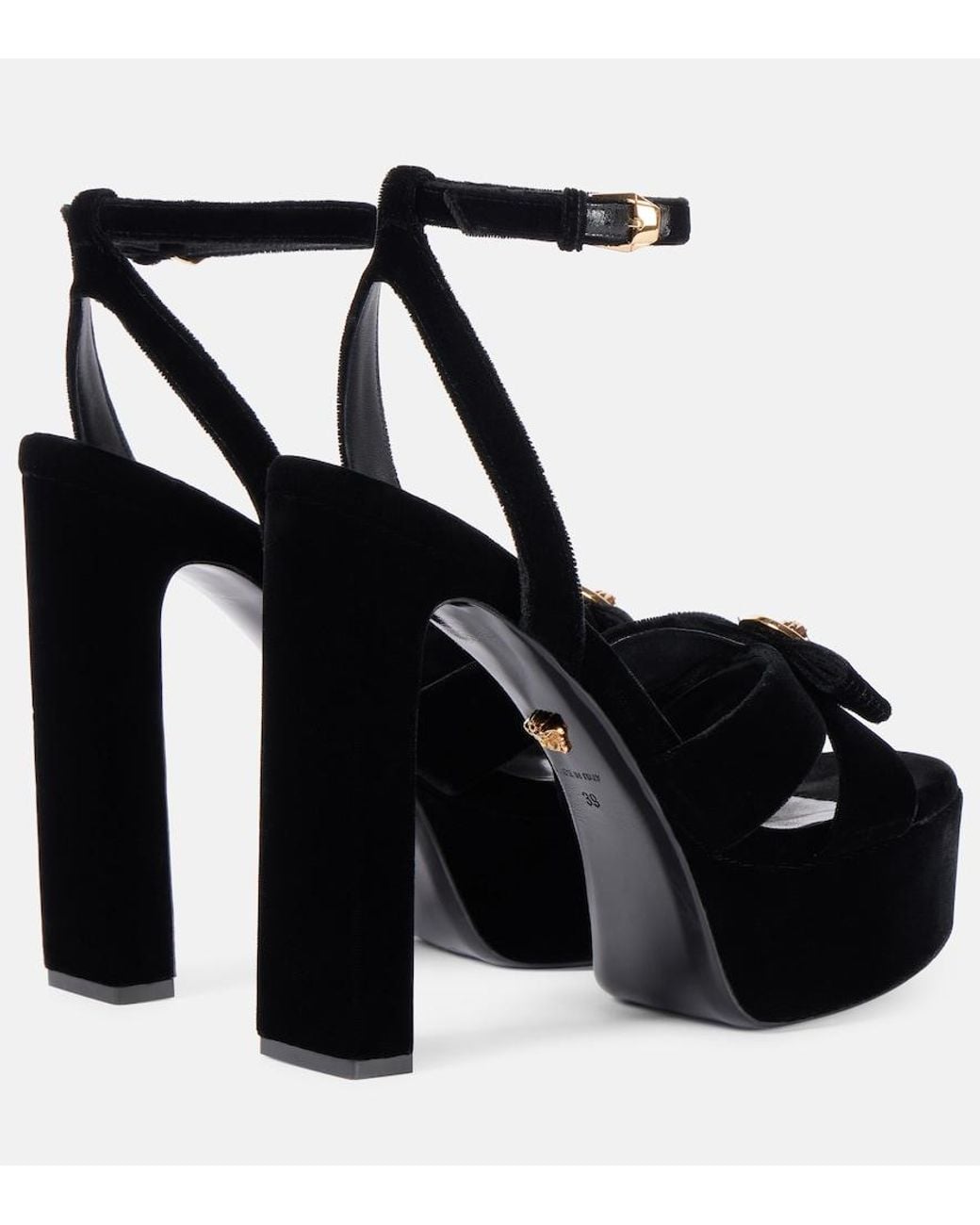 Versace Black Medusa Velvet Platform Sandals