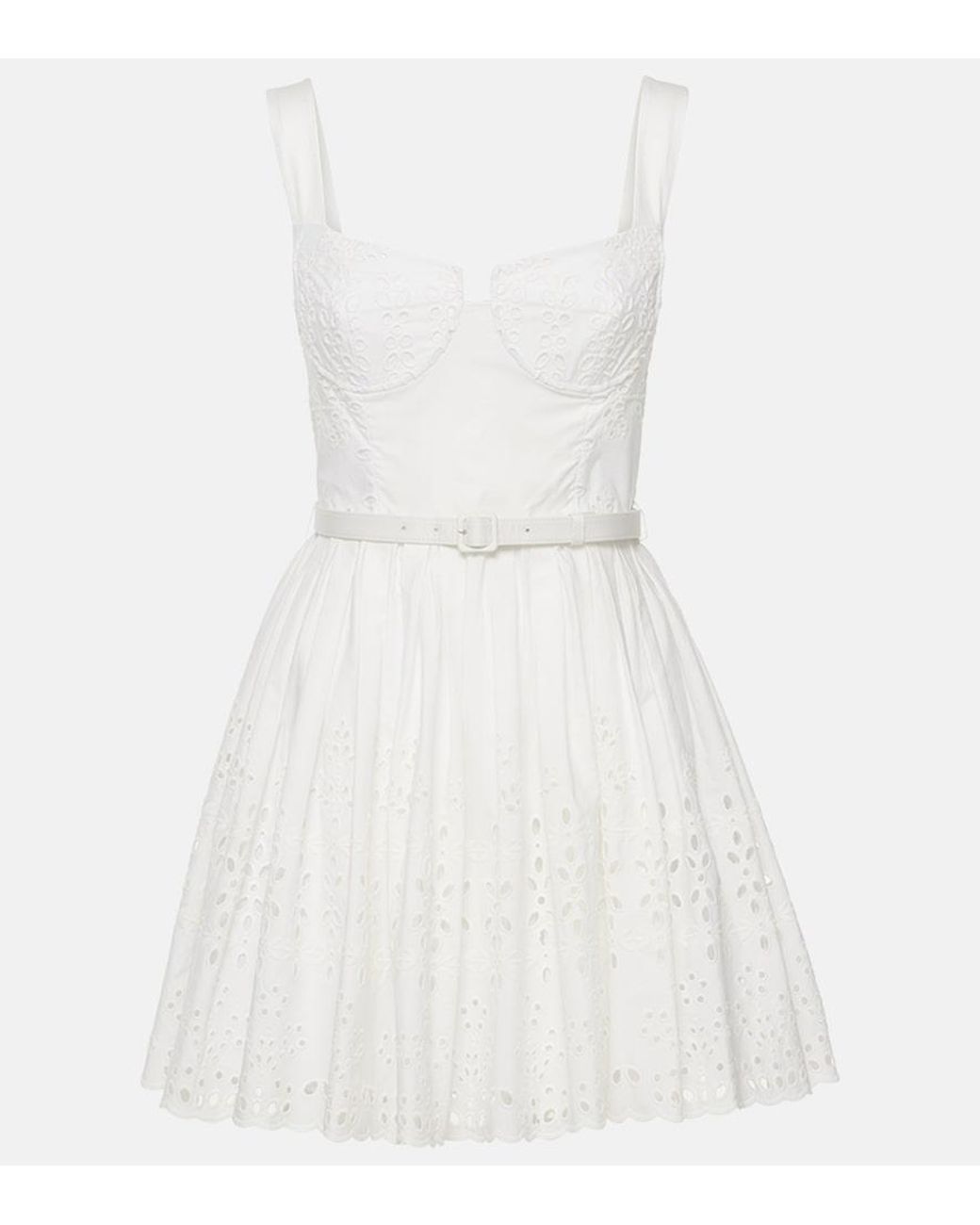 Self-Portrait White Cotton Broderie Anglaise Minidress