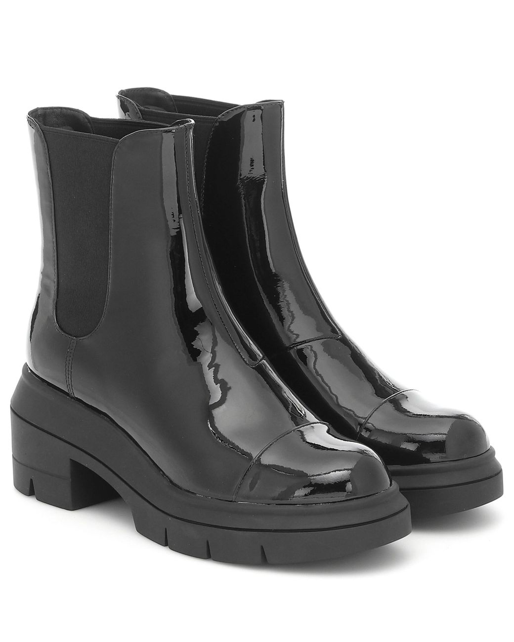 Stuart Weitzman Norah Patent Leather Chelsea Boots in Black | Lyst