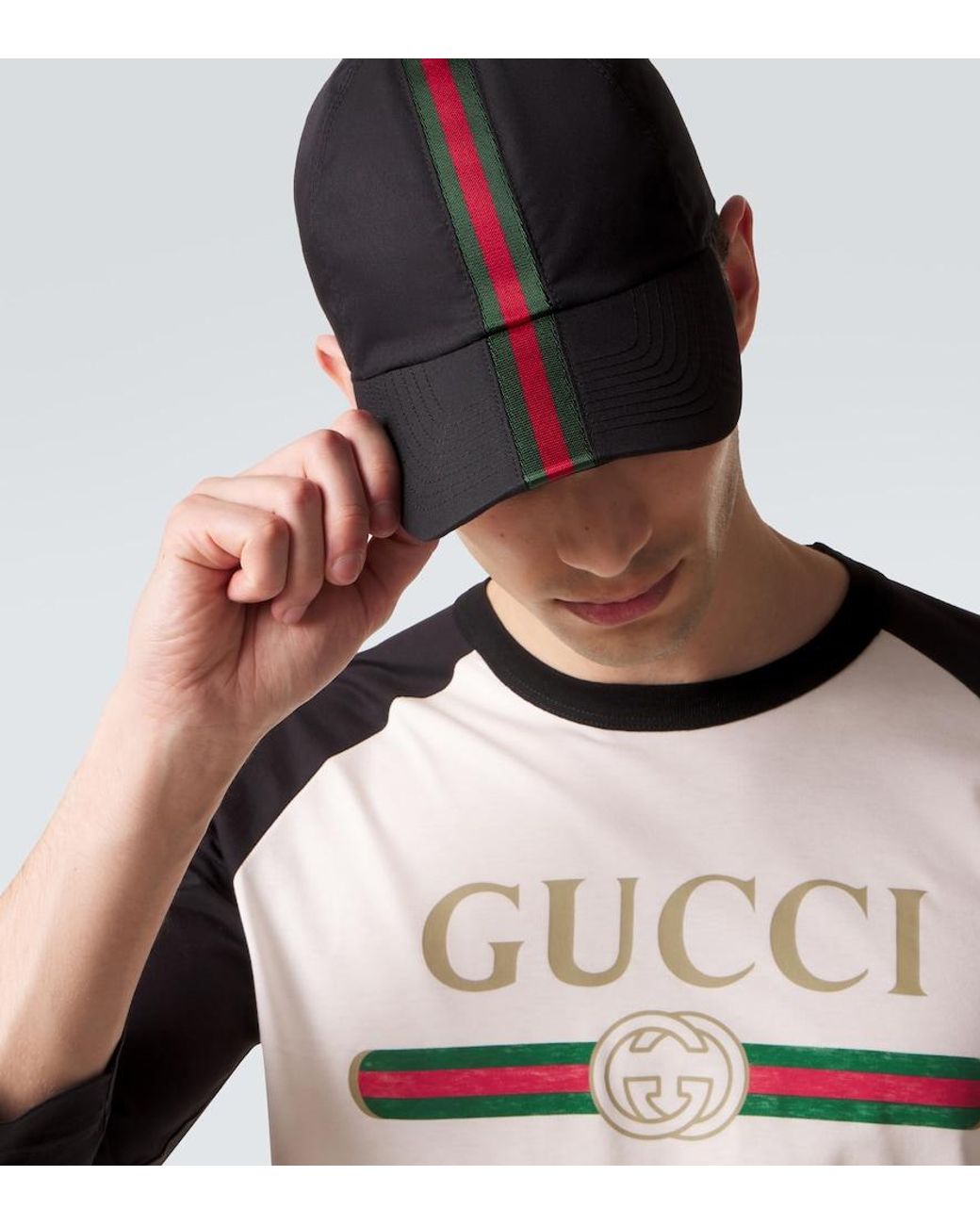 Gucci Baseballcap Web Stripe Aus Canvas in Black für Herren