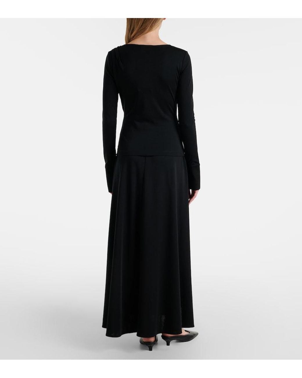 Max Mara Black Stilla Virgin Wool Maxi Skirt