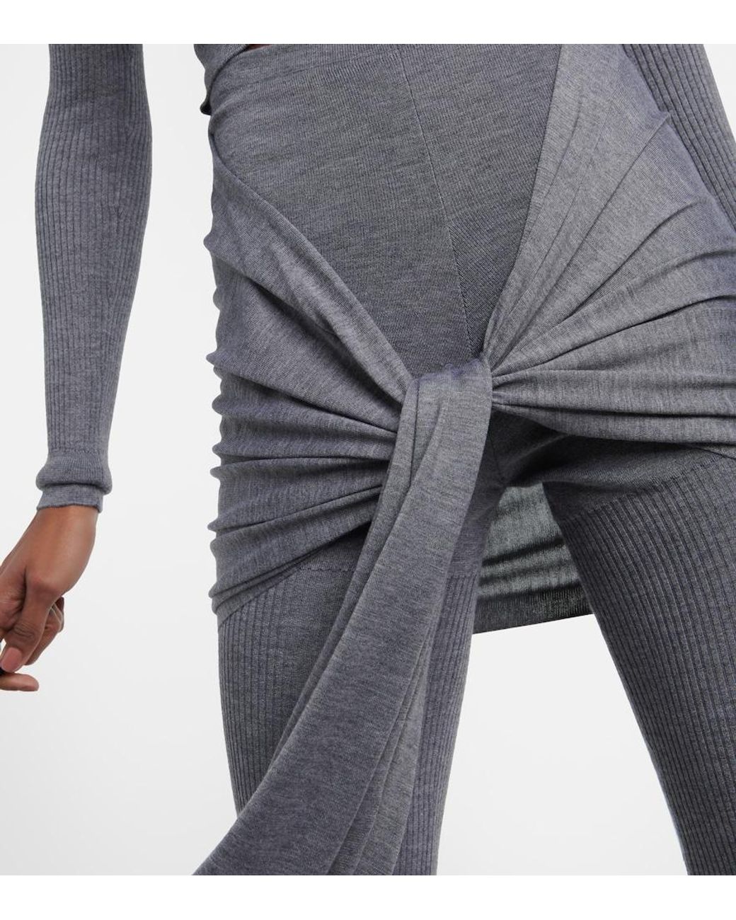 Alaïa Gray Tie-Front Cashmere And Silk Turtleneck Sweater