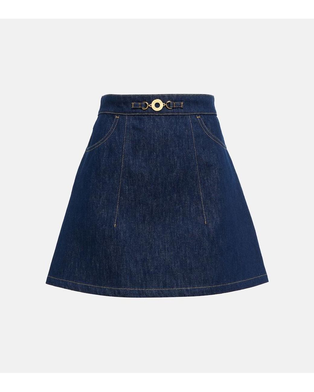 Patou Blue High-Rise Denim Miniskirt