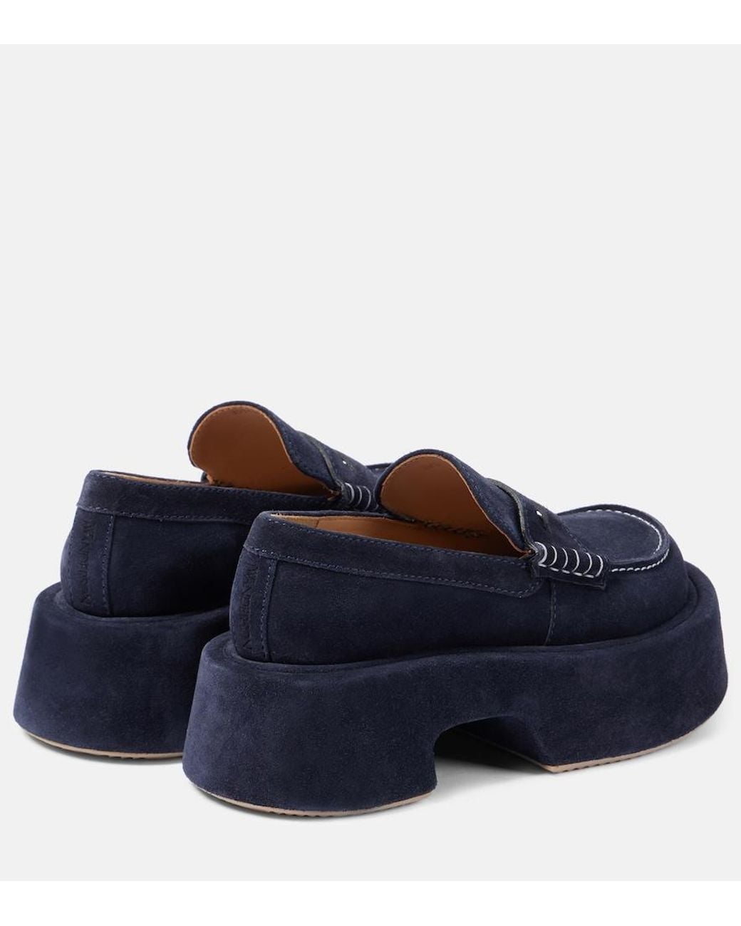 J.W. Anderson Blue Suede Platform Penny Loafers