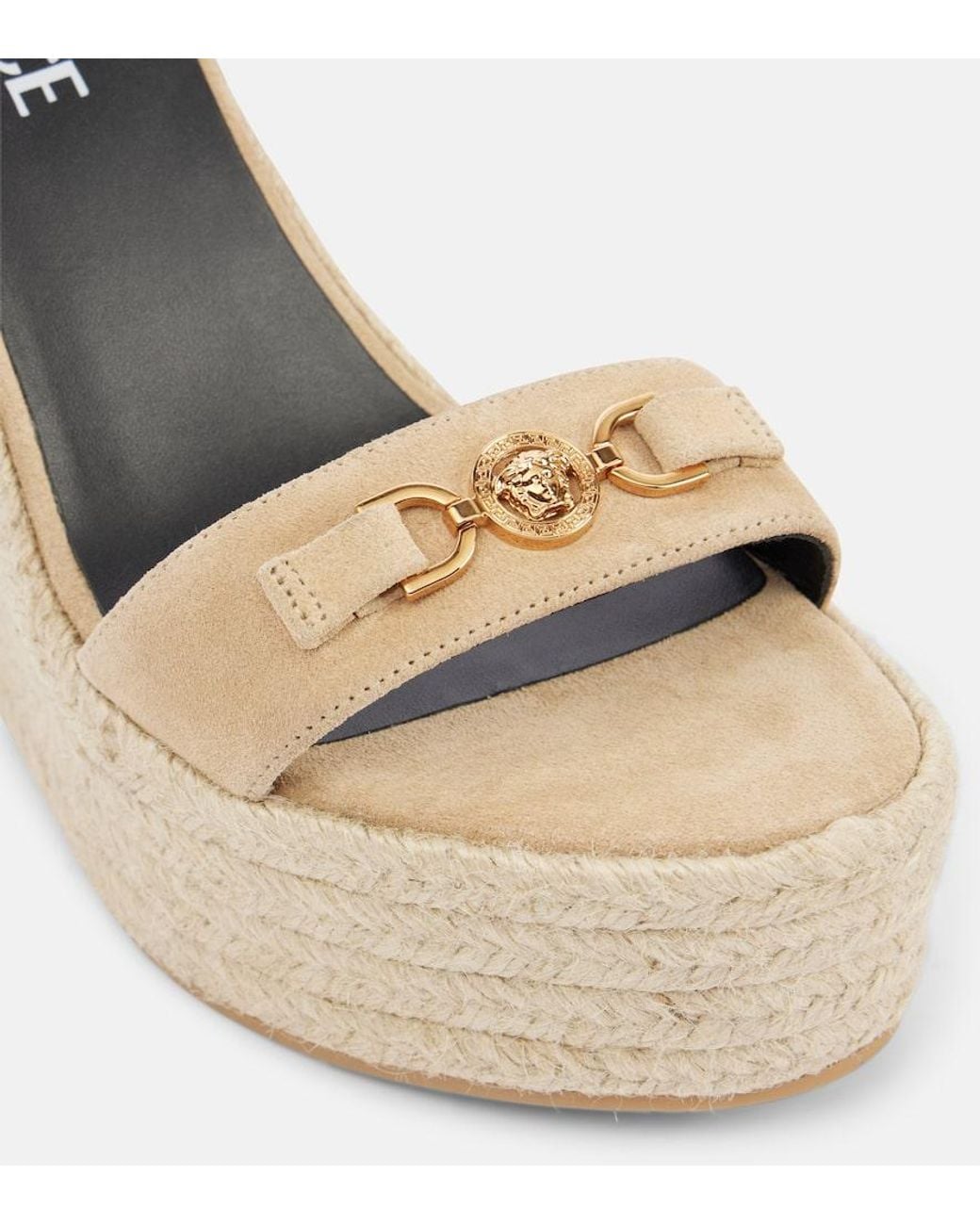 Versace Metallic Wedge-Sandalen Medusa '95 Aus Veloursleder