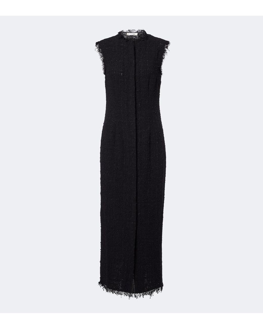 The Row Black Lana Cotton-Blend Tweed Midi Dress