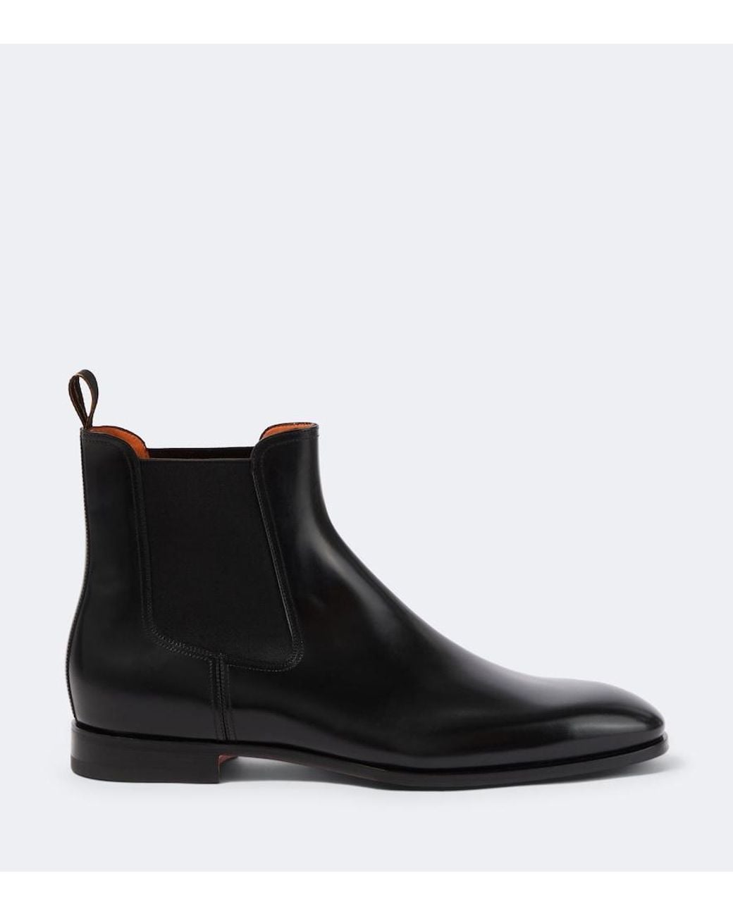 Santoni Black Leather Chelsea Boots for men