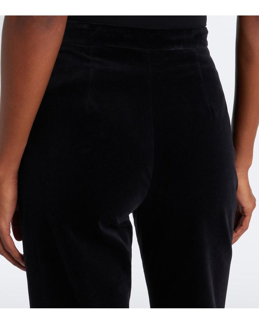 Costarellos Black Avice Cotton Velvet Flared Pants