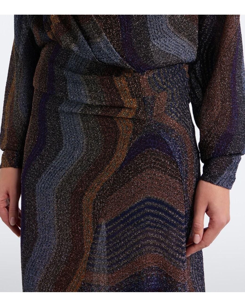 Missoni Black Draped Printed Lame Gown