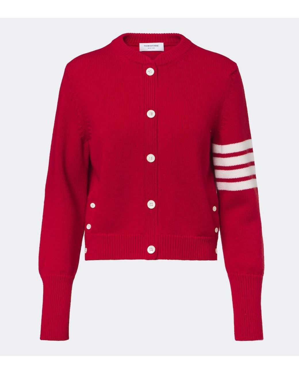 Thom Browne Red 4-Bar Wool Cardigan