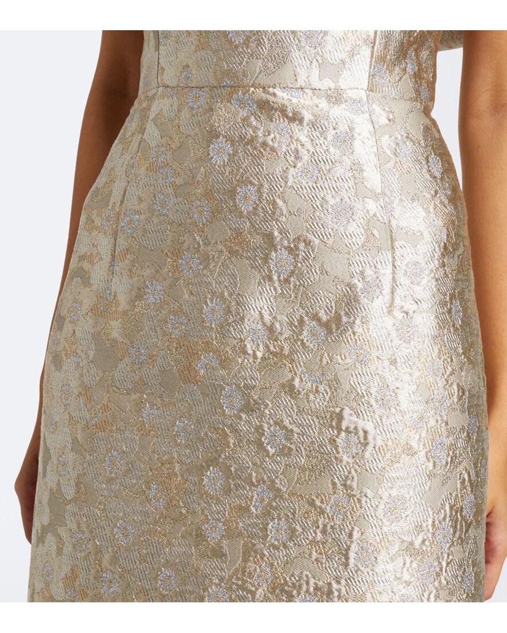 Markarian Natural Clover Floral Brocade Bustier Gown