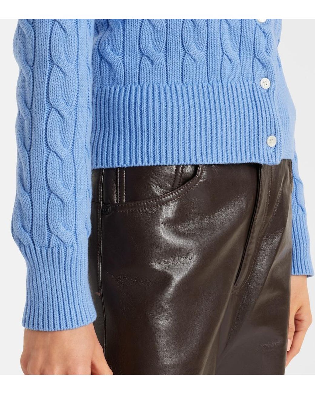 Polo Ralph Lauren Blue Cable-Knit Cotton Cardigan