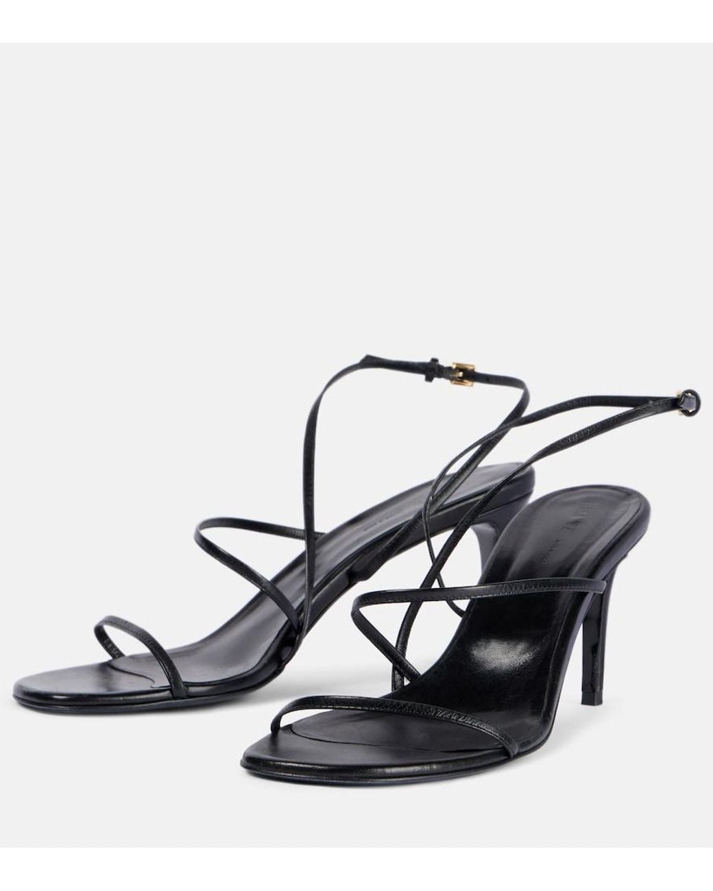 Khaite Black Loop 75 Leather Sandals